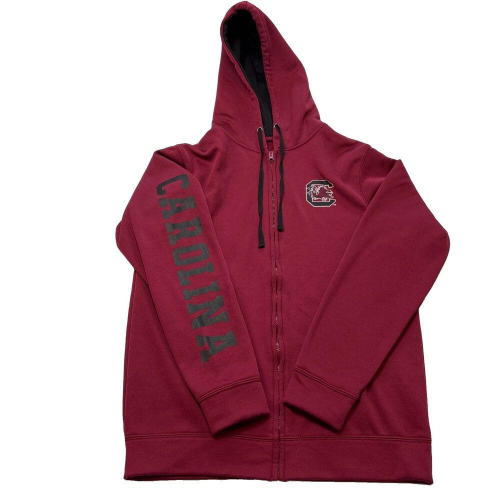 South Carolina Gamecocks Full Zip Hoodie Mens Large Burgundy Maroon Logo